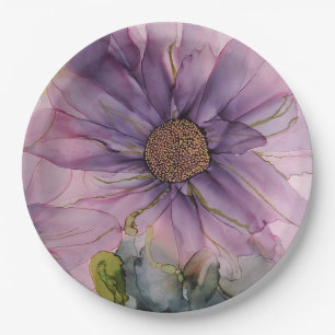 Rosa und lila Alkoholfarbe Blume Pappteller