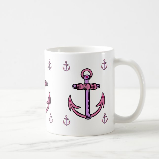 Rosa und lila Anker Kaffeetasse (Rechts)