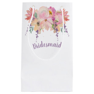 Rosa und Lila Aquarellfarben Blume Bridesmaid Kleine Geschenktüte