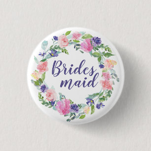 Rosa und Lila Aquarellmütze Button