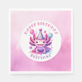 Rosa und Lila Axolotl Girl's Birthday Party Serviette