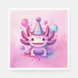 Rosa und Lila Axolotl Girl's Birthday Party Serviette
