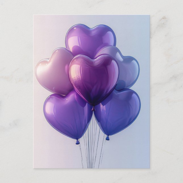 Rosa und Lila Balloons Valentinas Gruß Postkarte (Vorderseite)