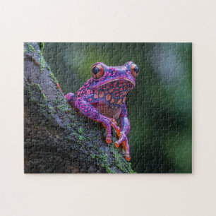 Rosa und Lila Baum Frosch Kunst Puzzle