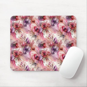 Rosa und Lila Blume Alkohol Tinte Mousepad