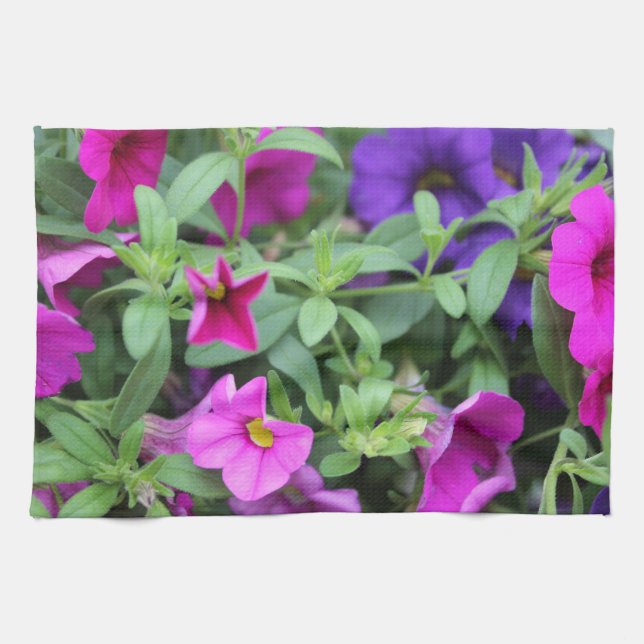 Rosa und Lila Blume Blüten Geschirrtuch (Horizontal)