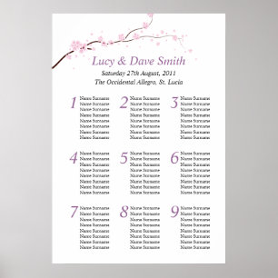 Rosa und Lila Blume Hochzeitstisch-Sitzplan Poster