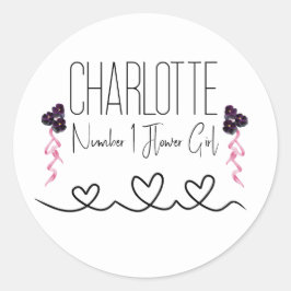 Rosa und lila Blume Runder Aufkleber