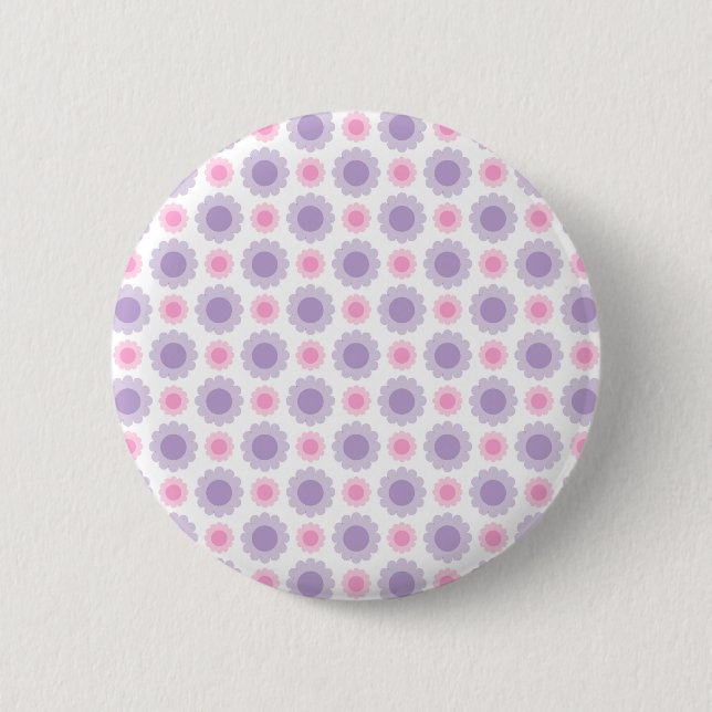 Rosa und lila Blumenmuster Button (Vorderseite)