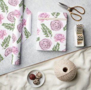 Rosa und Lila Blumenpapier Geschenkpapier