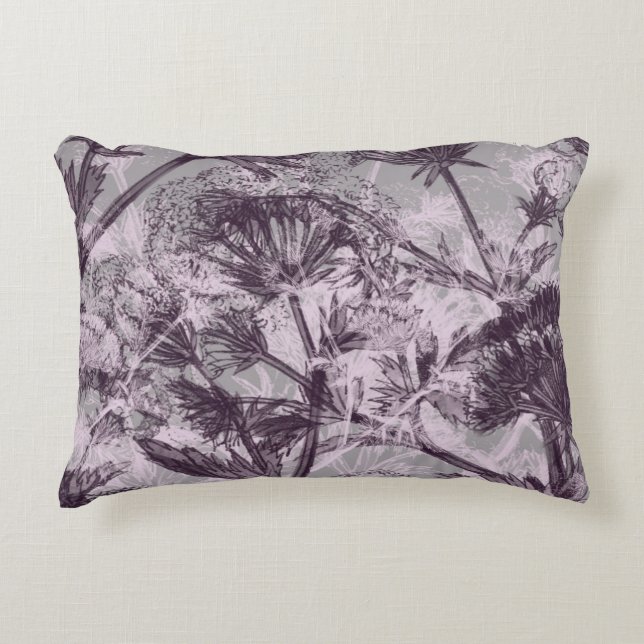 Rosa und Lila Blumenschrift Dekokissen (Vorderseite)