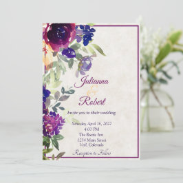 Rosa und lila Blumenzwiebeleinladung Einladung