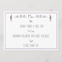 Rosa und lila Blüten Menükarte