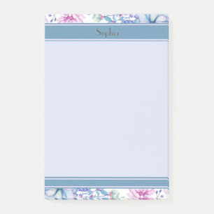 Rosa und Lila Blüten und Sukkulturen Post-it Klebezettel