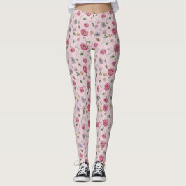 Rosa und Lila Blütenpflanze Leggings