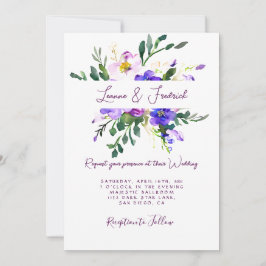 Rosa und lila Blütenpracht Einladung