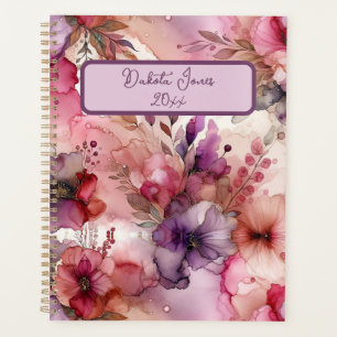 Rosa und Lila Bluthochalkohol Tinte Personalisiert Planer