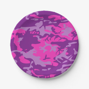 Rosa und lila Camouflage Pappteller