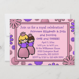 Rosa und Lila Doppel-Prinzessin zum Geburtstag Ein Einladung
