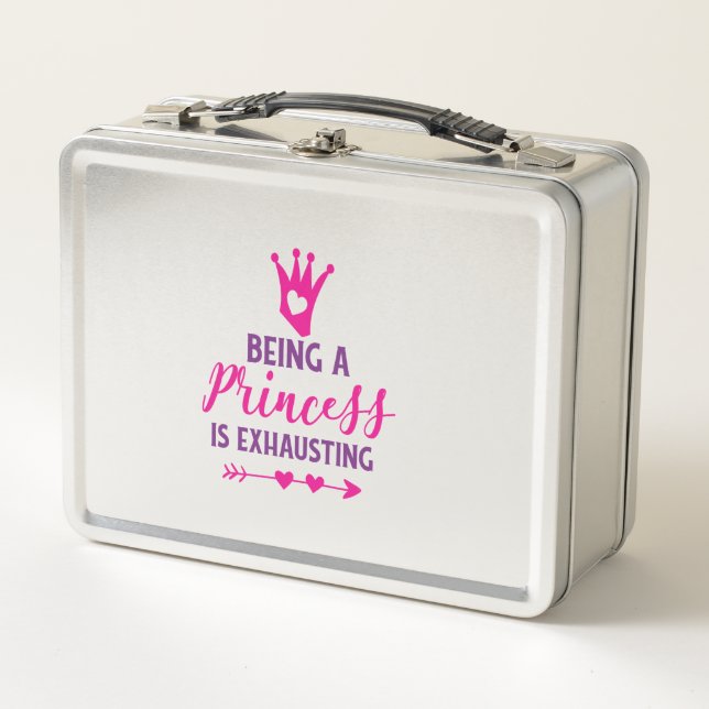 Rosa und Lila, eine Prinzessin zu sein, erschöpft Metall Brotdose (Vorderseite)