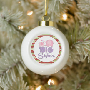 Rosa und lila Elefantenschwester Weihnachten Keramik Kugel-Ornament