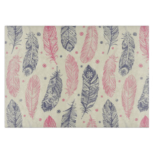 rosa und Lila Ethnic Fether-Muster Schneidebrett