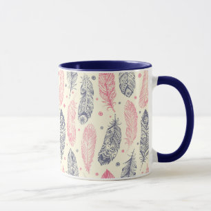 rosa und Lila Ethnic Fether-Muster Tasse