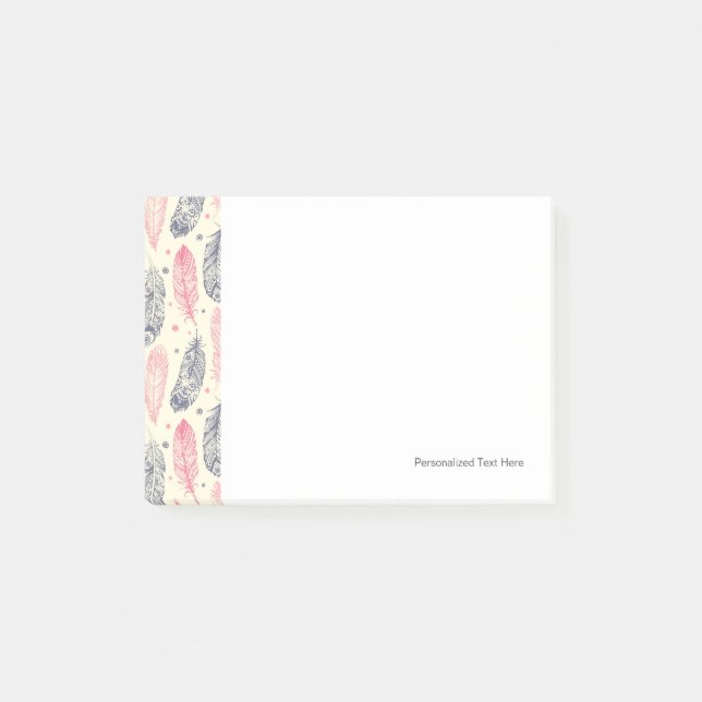 Rosa und lila ethnisches Feder-Muster Post-it Klebezettel (Vorderseite)