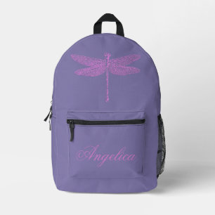 Rosa und Lila Fantasy Dragonfly personalisieren Bedruckter Rucksack