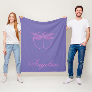 Rosa und Lila Fantasy-Libelle Fleecedecke