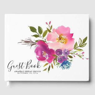 Rosa und Lila Floral Baby Brautparty Gästebuch