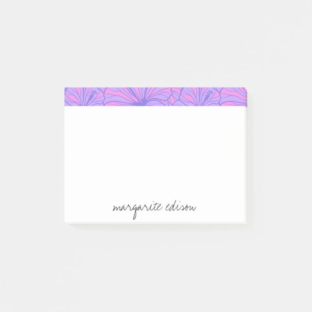 Rosa und Lila Floraldesign Post-it Klebezettel (Vorderseite)