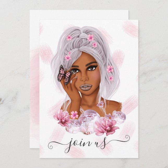 Rosa und Lila floraler Junggeselinnen-Abschied Inv Einladung (Vorne/Hinten)