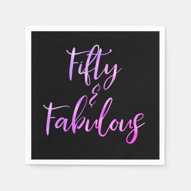 Rosa und Lila Foil Fifty und fabelhaft Serviette (Vorderseite)