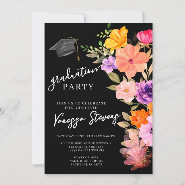 Rosa und Lila Foto Einladung (Vorderseite)