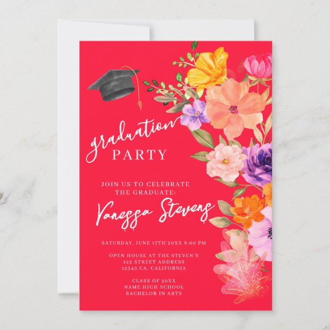 Rosa und Lila Foto Einladung (Vorderseite)