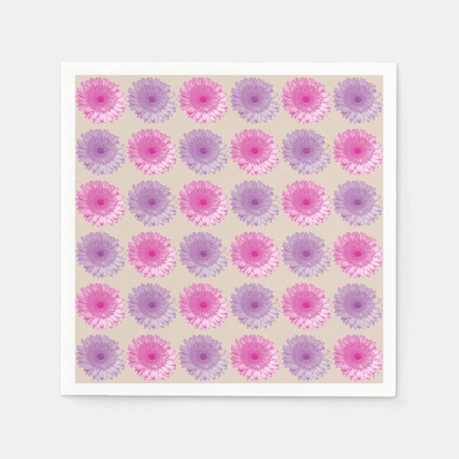 Rosa und lila gerberne Blumenmuster Serviette (Vorderseite)