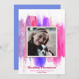 Rosa und Lila gestrichene Glitzer Glitzern Abschlu Einladung