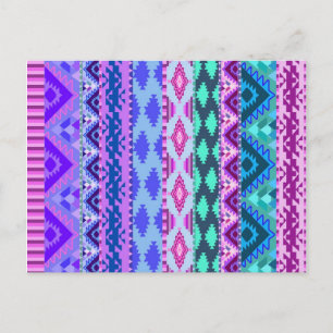 Rosa und Lila Girly Aztec Postkarte