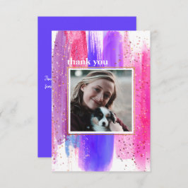 Rosa und Lila Glitzer Abschluss Danke Karte