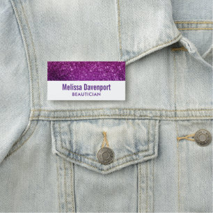 Rosa und Lila Glitzer-Edelsteine Namensschild