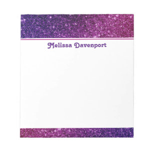 Rosa und Lila Glitzer-Edelsteine Notizblock