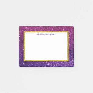 Rosa und Lila Glitzer-Edelsteine Post-it Klebezettel