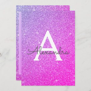 Rosa und Lila Glitzer Kinderdusche Einladung