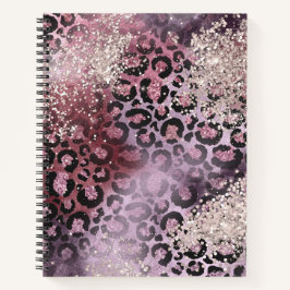 Rosa und Lila Glitzer Leopard Notizbuch