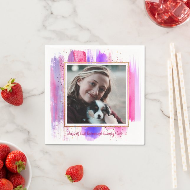 Rosa und Lila Glitzer Sparkor Abschluss Serviette (Beispiel)