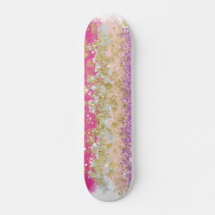 Rosa und lila gold gesprenkeltes Skateboard