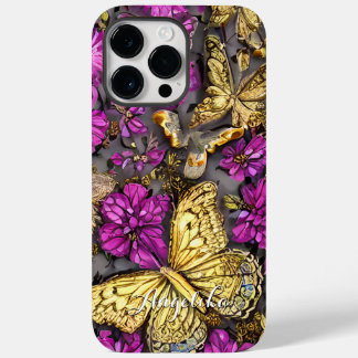 Rosa und Lila Goldbarren Personalisierter Name Case-Mate iPhone 14 Pro Max Hülle