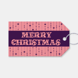 Rosa und lila helle Sterne Frohe Weihnachten Geschenkanhänger