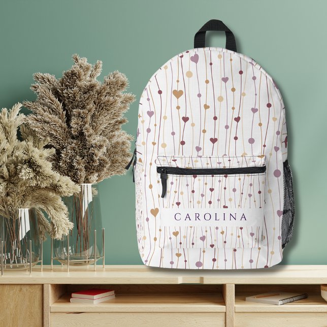 Rosa und Lila Herz Girl's Back to School Bedruckter Rucksack (Von Creator hochgeladen)
